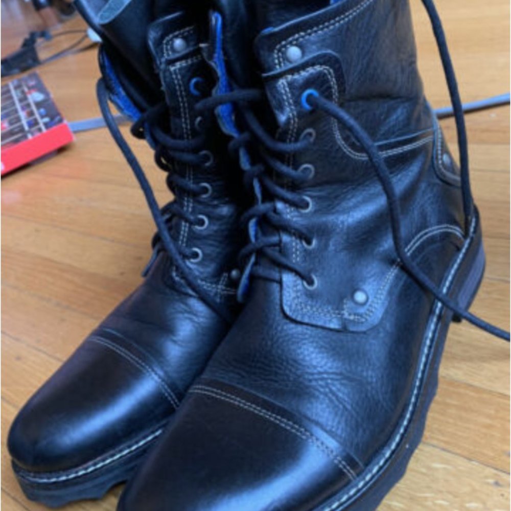 Vintage John Fluevog Warren Bankers Mens Black Boots sz 8